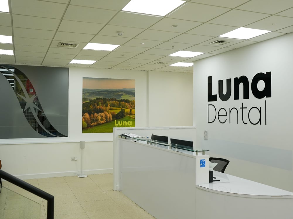 Luna Dental reception on the first floor of Boots, St David's Shopping Centre, Cardiff